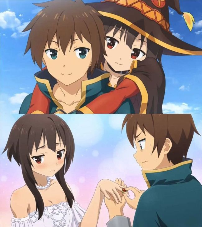 Прекрасный мир комикс. Сато Казума и Мегуми. Kazuma x Megumin. Konosuba 18 Аква и Казума. Коносуба Мегумин и Казума.